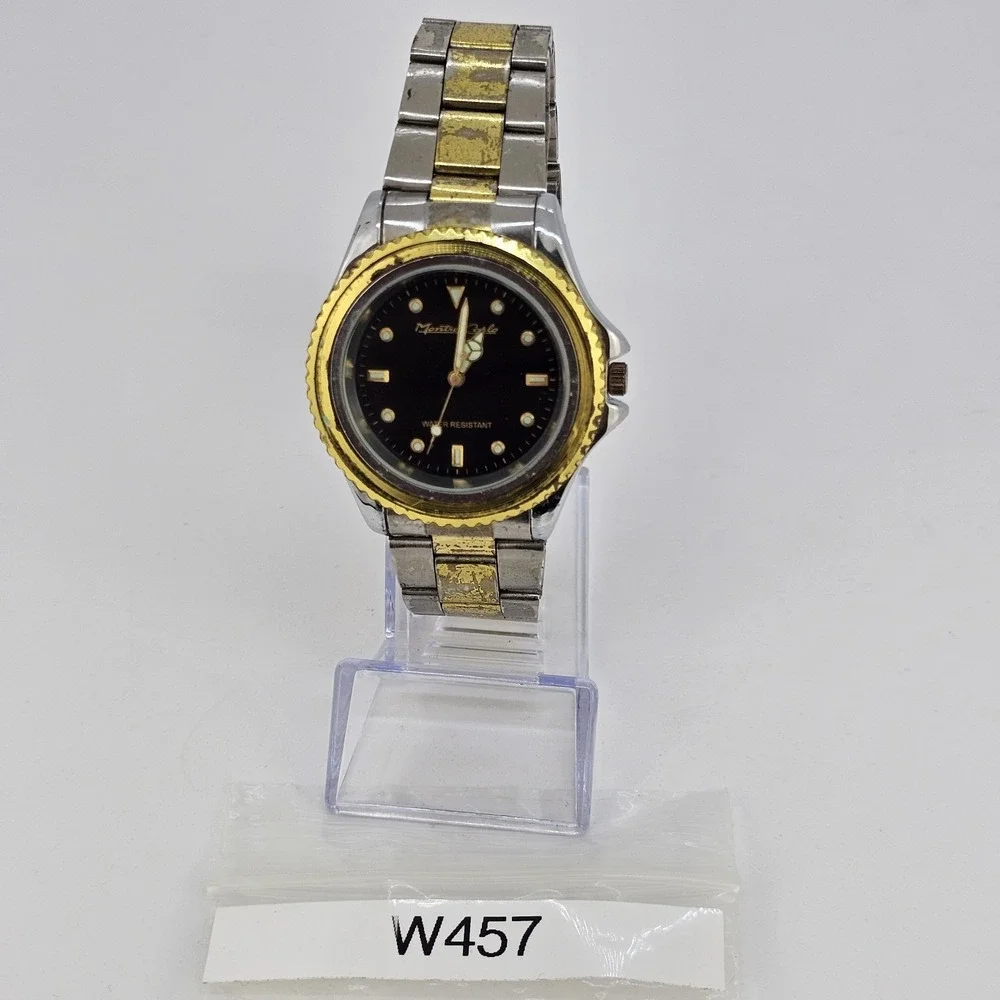 40MM Men's Watch Black Dial Two‎ Tone Bracelet Band 7.5